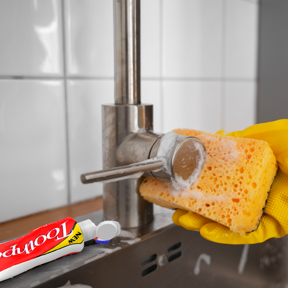 Using Toothpaste for Tap Cleaning